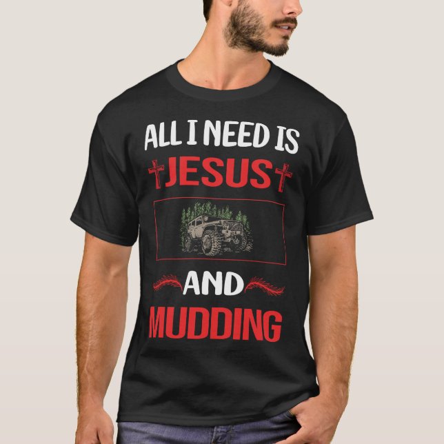 Camiseta Jesus engraçado atolando em lama (Frente)