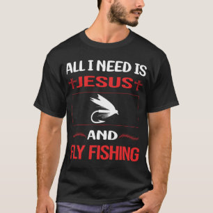 Camiseta Jesus Engraçado de Pesca com Mosca