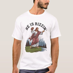 Camiseta Jesus engraçado, ele está rizzin jogando roupa de