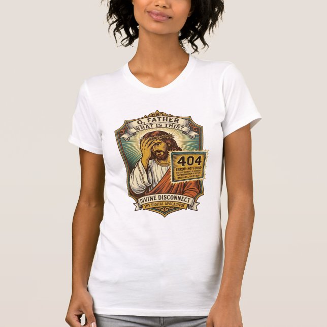 Camiseta Jesus engraçado erro 404 Humor desenvolvedor web p (Frente)