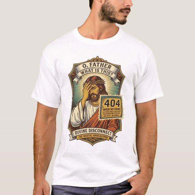 Camiseta Jesus engraçado erro 404 Humor desenvolvedor web p (Frente)