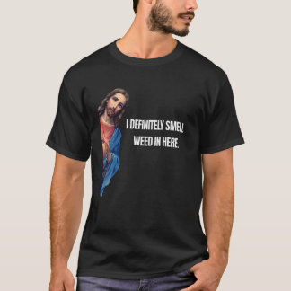 Camiseta Jesus engraçado, eu definitivamente sinto cheiro d