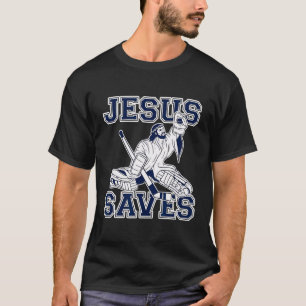 Camiseta Jesus Engraçado salva o jogo do jogador de hóquei