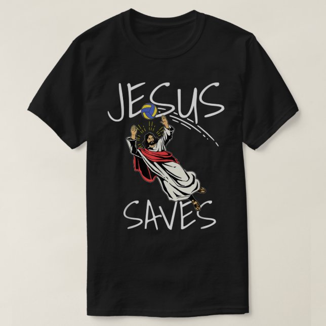 Camiseta Jesus Engraçado salva Presente de Voleibol de vôle (Frente do Design)