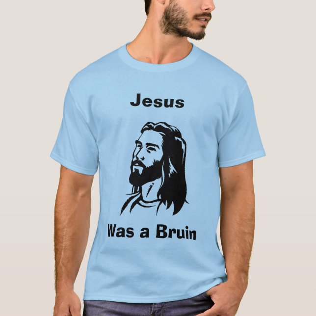 Camiseta Jesus era um azul do jérsei do Bruin (Frente)