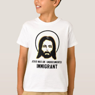 Camiseta Jesus Era Um Imigrante Imigrante Negro Trippy