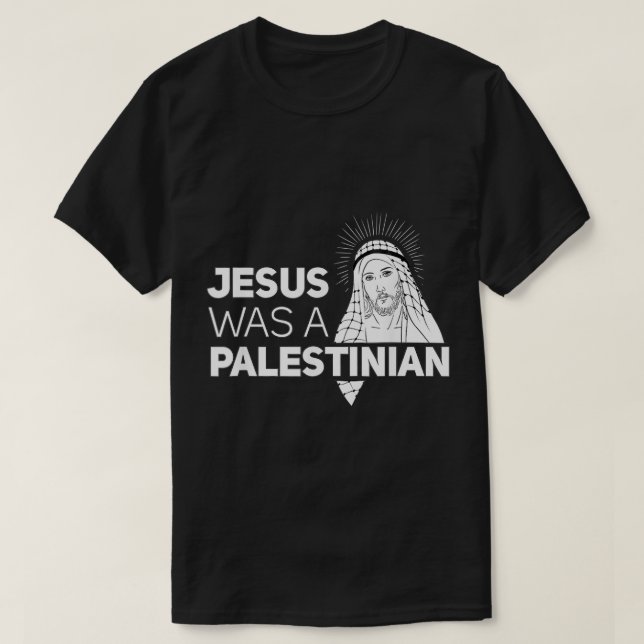 Camiseta Jesus era um Jesus palestino no Keffi palestino (Frente do Design)
