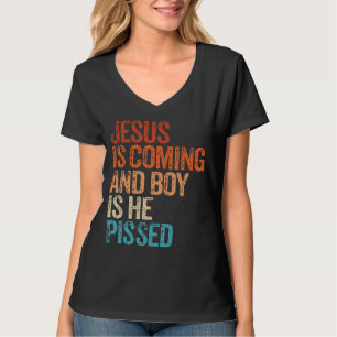 Camiseta Jesus Está Chegando E Rapaz Está Enlouquecido Chri