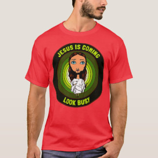 Camiseta Jesus está chegando para olhar ocupado ilustração