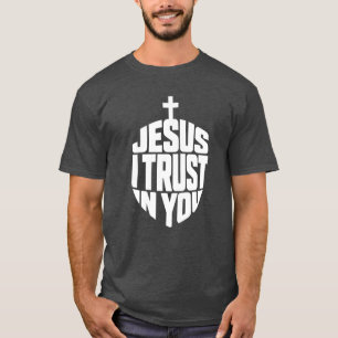 Camiseta Jesus Eu Confio em Ti Citação de Oração Cruz Fé