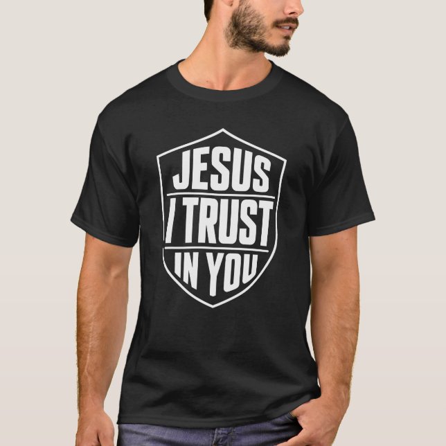 Camiseta Jesus Eu Confio Em Ti Escudo Mínimo (Frente)