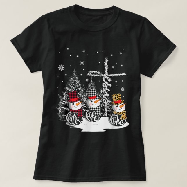 Camiseta Jesus Faith Hope ama Snowman Christian (Frente do Design)