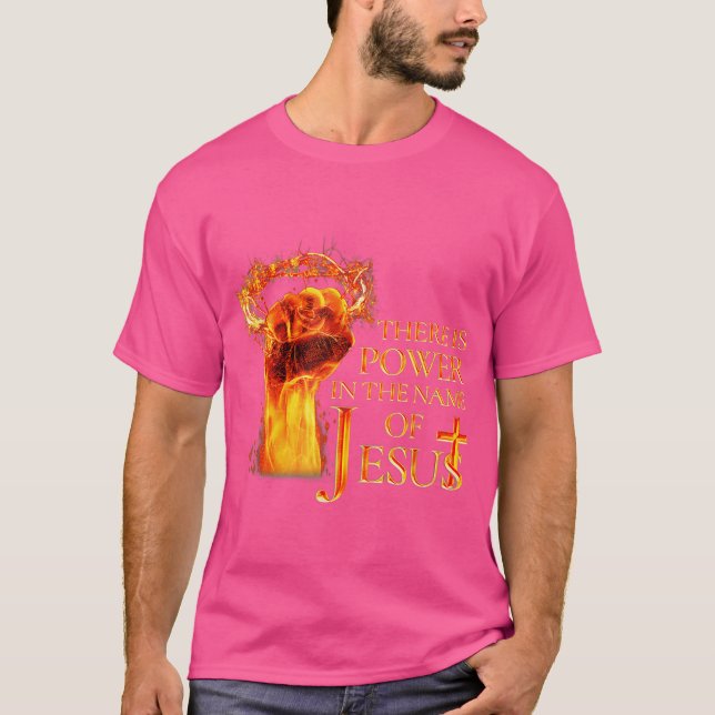 Camiseta Jesus Há Poder Em Nome De Jesust Funny C (Frente)