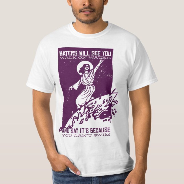 Camiseta Jesus Humour Funny Jesus Surfing  (Frente)