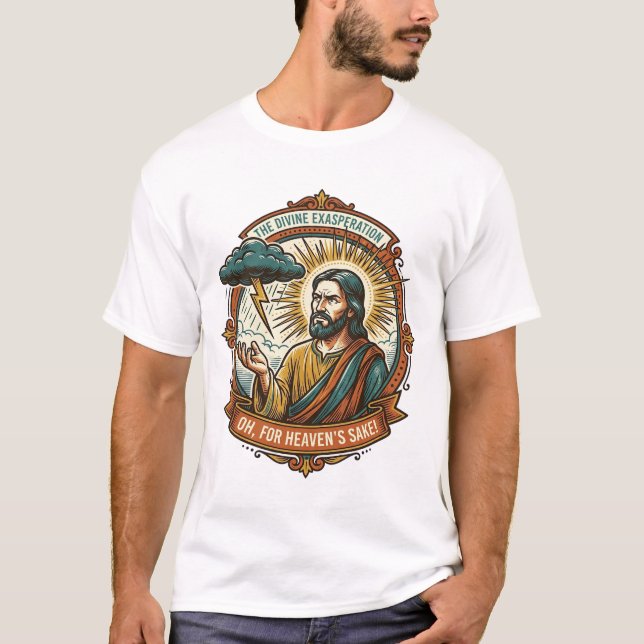 Camiseta Jesus Irritado Nuvem Escura Chuva Relâmpago Tempo  (Frente)