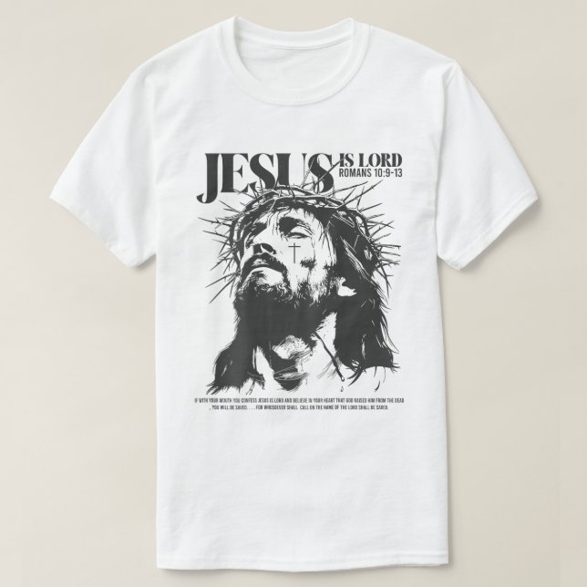 Camiseta Jesus Is Lord Christian Bible Verse Tee (Frente do Design)