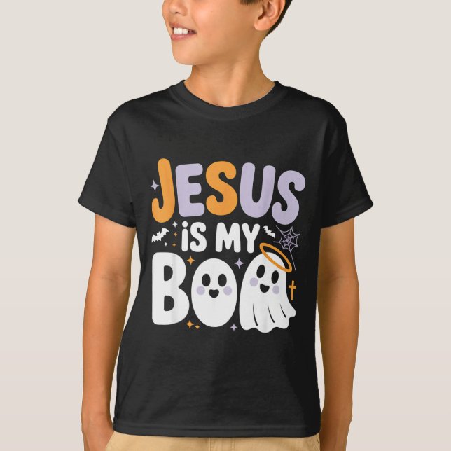 Camiseta Jesus Is My Boo Cute Christian Halloween Ghost Fun (Frente)