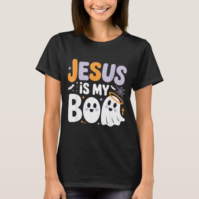 Camiseta Jesus Is My Boo Cute Christian Halloween Ghost Fun (Frente)