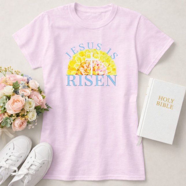 Camiseta Jesus Is Risen Easter Christian Floral Cross (Jesus is Risen Spring Floral Cross Shirt)