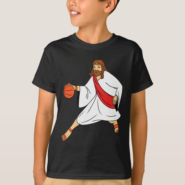 Camiseta Jesus Jogando Basquete 1 (Frente)