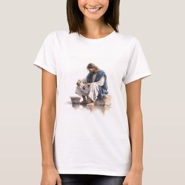 Camiseta Jesus Lava os pés dos discípulos (Frente)