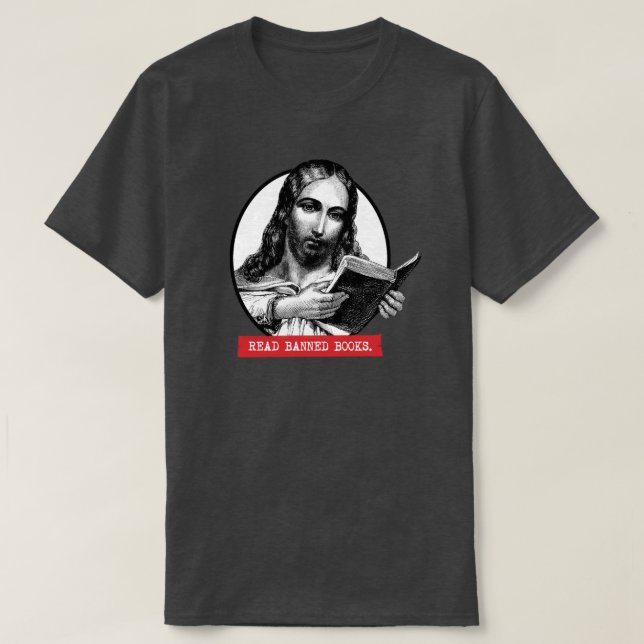 Camiseta Jesus Lê Livros Banidos (Frente do Design)