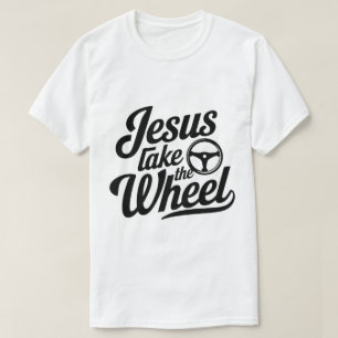Camiseta Jesus leva a roda - Fé Cristã Engraçado