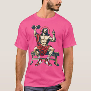 Camiseta Jesus Levantando Pesos Engraçados Cristãos