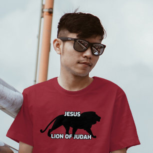 CAMISETA JESUS LION OF JUDAH CHRISTIAN T SHIRTS RED