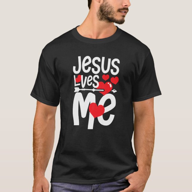 Camiseta Jesus loves me  christian heart believe Premium (Frente)