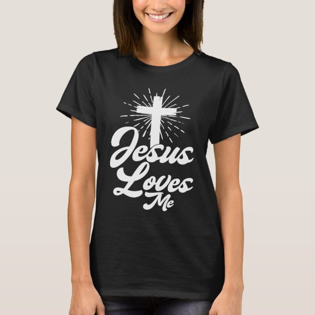 Camiseta Jesus Loves Me Church Cross Believer Religion (Frente)