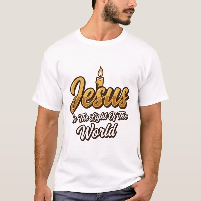 Camiseta Jesus Luz do Mundo Vela Cristã Vector_1 (Frente)