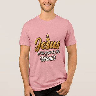 Camiseta Jesus Luz do Mundo Vela Cristão Vetor_1