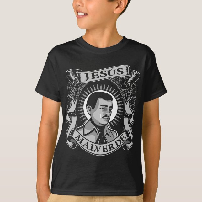 Camiseta Jesus Malverde Mexicano Herói Angel Dos Pobres (Frente)