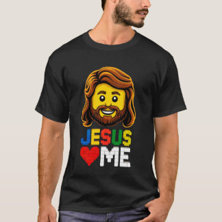 Camiseta Jesus Me Ama Construtor Blocos De Construção Tijol