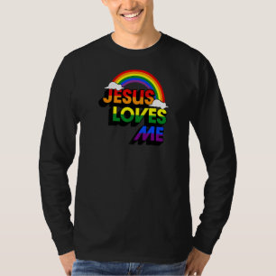 Camiseta Jesus Me Ama Gay Rainbow Cute Christian Lgbtq P
