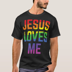 Camiseta Jesus me ama orgulho cristão Rainbow Flag LGBTQI