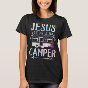 Camiseta Jesus Me Faz Um Feliz Camper Acampando RV Christia