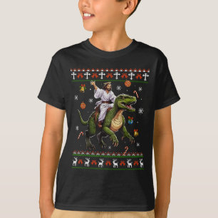 Camiseta Jesus Montado em Dinossauro Meme Engraçado Camisol