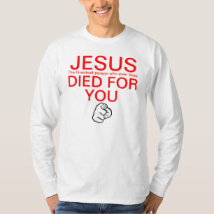 Camiseta Jesus morreu para você que aponta o dedo
