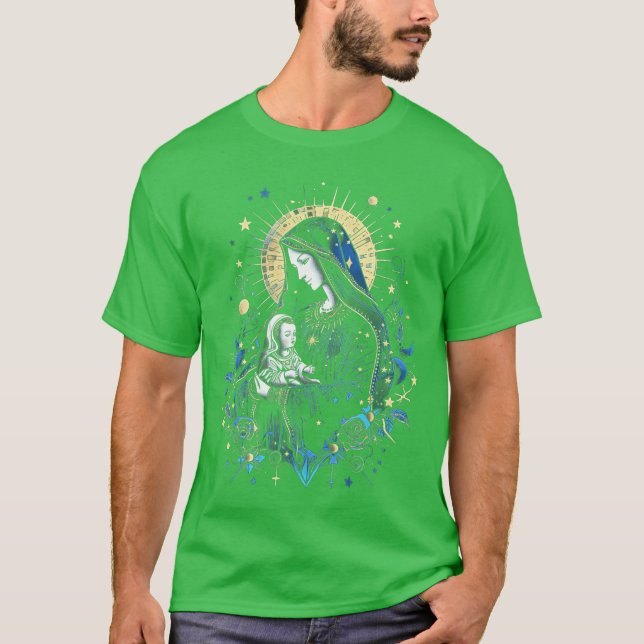 Camiseta Jesus Mother Mary Virgin Mary Catholic Art 19 fami (Frente)