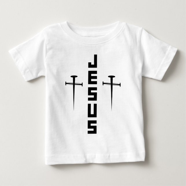 Camiseta JESUS Nail Cross Christian Faith Para Crenças (Frente)