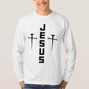 Camiseta JESUS Nail Cross Christian Faith Para Crenças