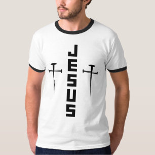 Camiseta JESUS Nail Cross Christian Faith Para Crenças