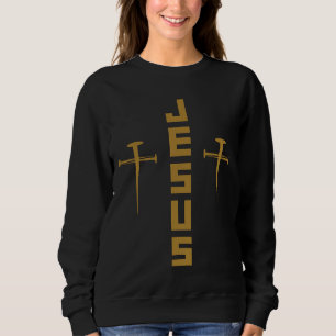 Camiseta JESUS Nail Cross Christian Faith Para Crenças GLD