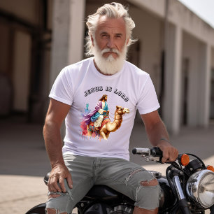 Camiseta Jesus num camelo em desertos coloridos