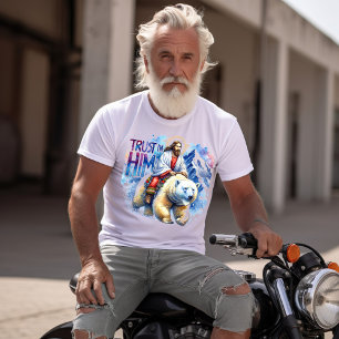 Camiseta Jesus num urso polar nas montanhas