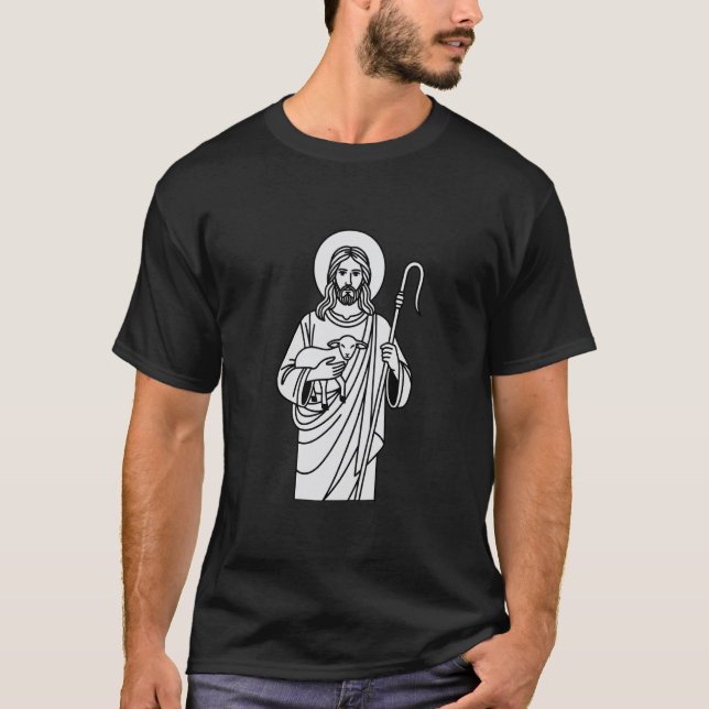 Camiseta Jesus O Bom Pastor Versículo Bíblico Fé Cristã (Frente)