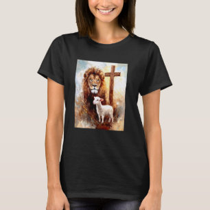 Camiseta Jesus o Leão Cordeiro a Cruz Católica Cristã A