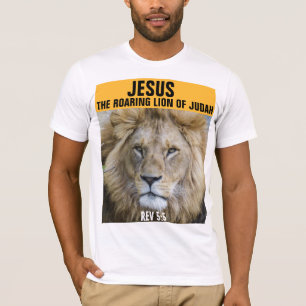 CAMISETA JESUS O LÍON ROARING DE JUDAH, CAMISA-T CRISTÃO